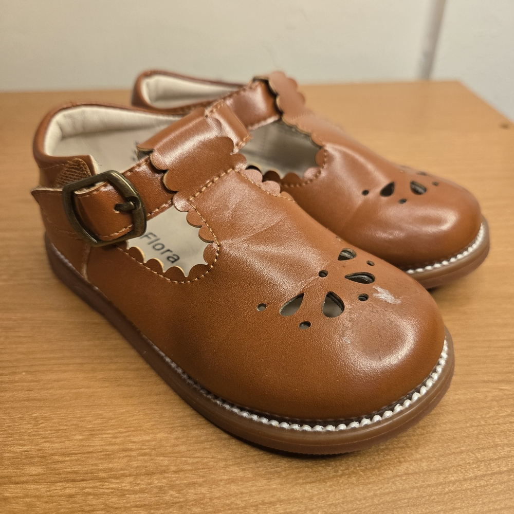 Flora Brown Kids Dress Shoes with Buckle